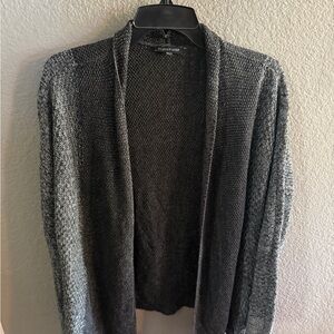 Eileen Fisher 100% Linen Open Front Cardigan Small Gray Marled Knit EUC